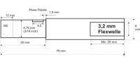 Ersatzflexwelle 3,2 li. mit 6 mm Welle und 4,7DD